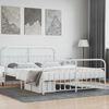 vidaXL Metal Bed Frame without Mattress with Footboard White 180x200cm
