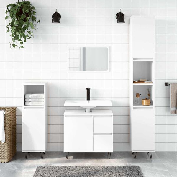 vidaXL Bathroom Cabinet High Gloss White 65x33x60 cm Engineered Wood
