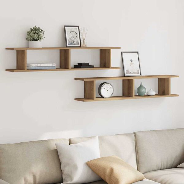vidaXL Wall Shelves 2 pcs Artisan Oak 105x18x20 cm Engineered Wood