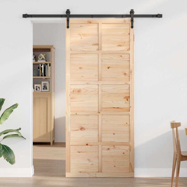 vidaXL Barn Door Brown 90 x 2.5 x 208 cm Solid Pine Wood