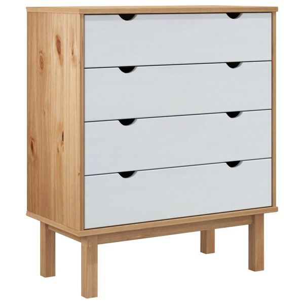 vidaXL Drawer Cabinet OTTA Brown&White 76.5x39.5x90cm Solid Wood Pine