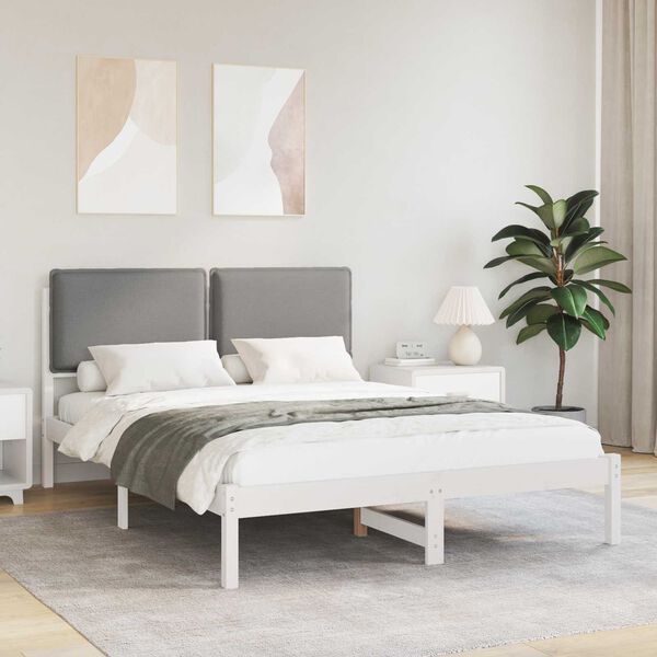vidaXL Bed Frame with Upholstered Headboard Light Grey 120 x 200 cm