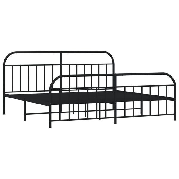 vidaXL Metal Bed Frame without Mattress with Footboard Black 200x200cm