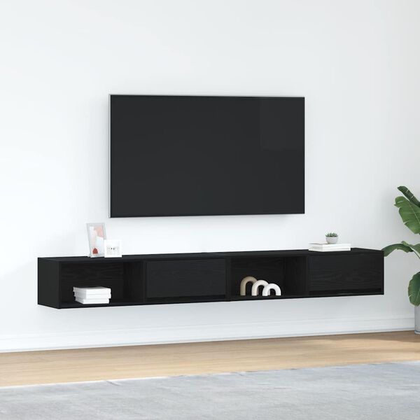vidaXL TV Cabinets 2 pcs Black Oak 100x31x25.5 cm Engineered Wood