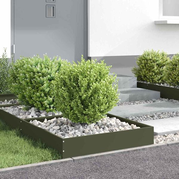 vidaXL Lawn Edging Olive Green 60 x 60 x 13 cm Steel