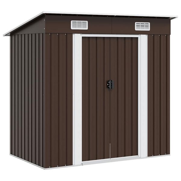 vidaXL Garden Storage Shed Brown 194x121x181 cm Steel