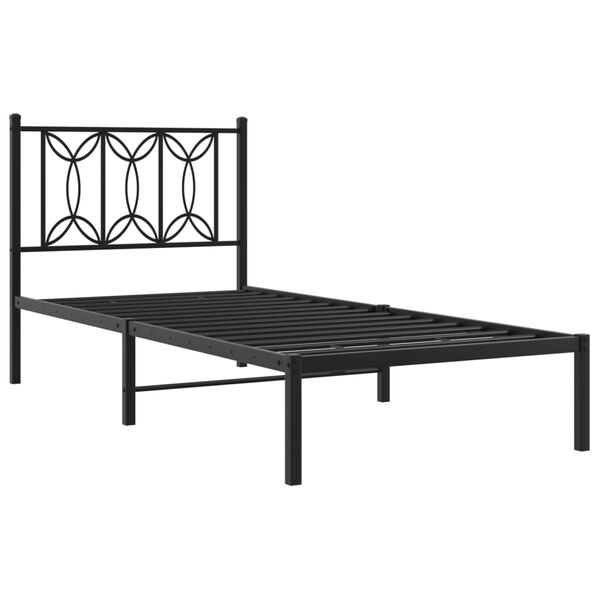 vidaXL Metal Bed Frame without Mattress with Headboard Black 80x200cm
