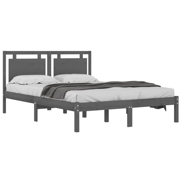 vidaXL Bed Frame without Mattress Grey 200x200 cm Solid Wood