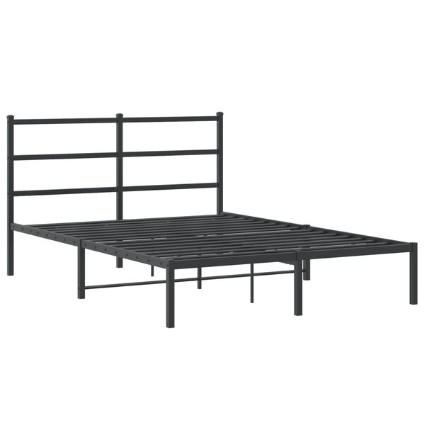 vidaXL Metal Bed Frame without Mattress with Headboard Black 140x200cm