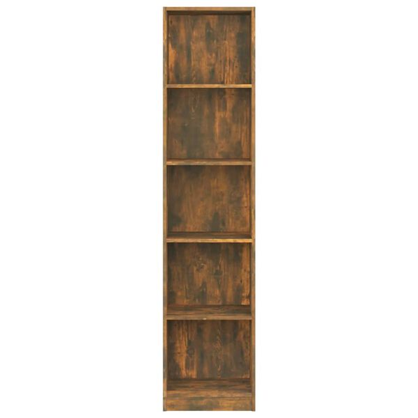 vidaXL 5-Tier Book Cabinet Smoked Oak 40x24x175 cm Engineered Wood