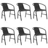vidaXL Garden Chair | Set of 6 | Black | Plastic rattan, steel | Standard