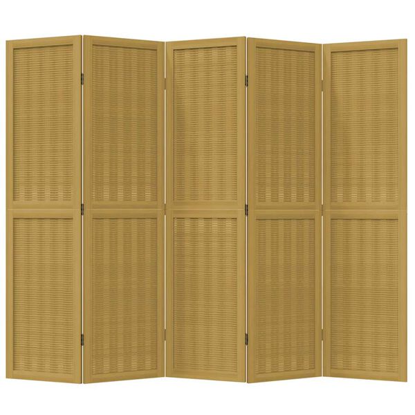 vidaXL Room Divider 5 Panels Brown Solid Wood Paulownia