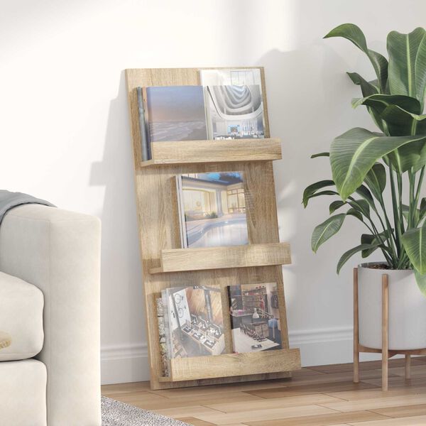 vidaXL Magazine Rack Sonoma Oak 51 x 11 x 102 cm Engineered Wood