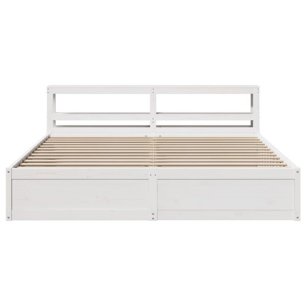 vidaXL Bed Frame with Headboard White 200x200 cm Solid Wood Pine