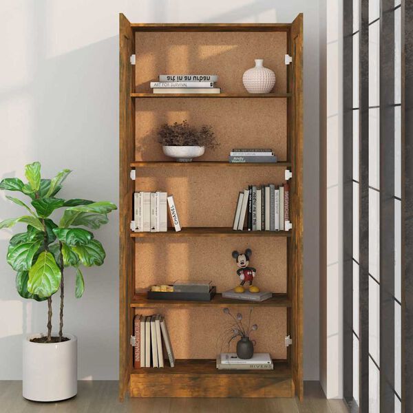 vidaXL Book Cabinet Smoked Oak 82.5x30.5x185.5 cm Engineered Wood