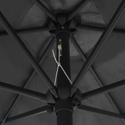 vidaXL Parasol with LED Lights and Aluminium Pole 270 cm Anthracite