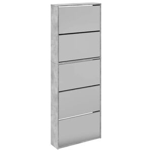 vidaXL Shoe Cabinet with Mirror 5-Layer Concrete Grey 63x17x169,5 cm
