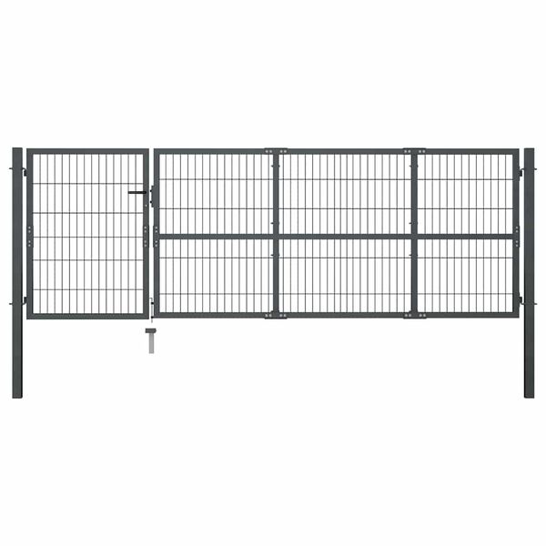 vidaXL Garden Gate with Posts Steel 350x100 cm Anthracite