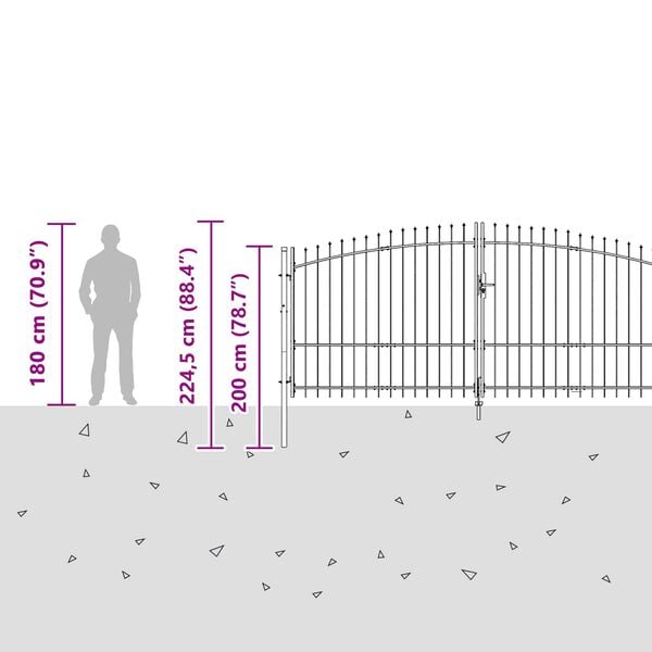 vidaXL Garden Gate with Lock Woerden Grey 100 x 400 cm Steel