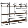 vidaXL 6 Piece Wall Shelf Set with Bars Brown Oak Engineered Wood