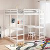vidaXL Loft Bed with Desk and Ladder White 180x200 cm Super King Solid Wood Pine