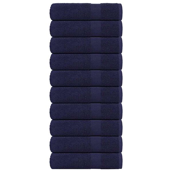 vidaXL Bath Towels "FROGN" 10 pcs Navy Blue 100x150 cm 360 gsm