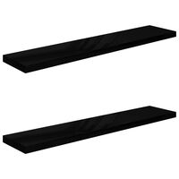 vidaXL Floating Wall Shelves 2 pcs High Gloss Black 120x23.5x3.8 cm MDF