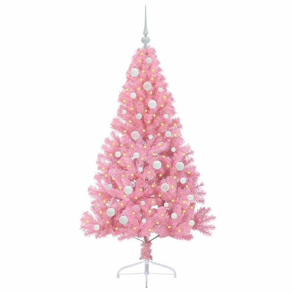 vidaXL Artificial Pre-lit Christmas Tree with 150 LEDs Pink 150 cm PVC