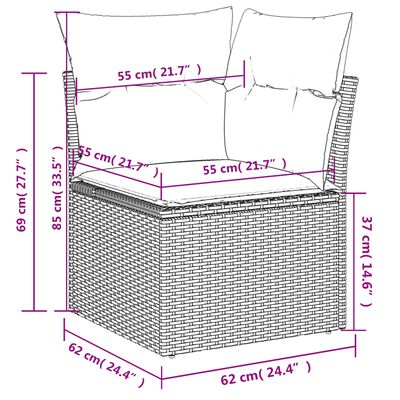 vidaXL 9 Piece Garden Sofa Set with Cushions Black Poly Rattan