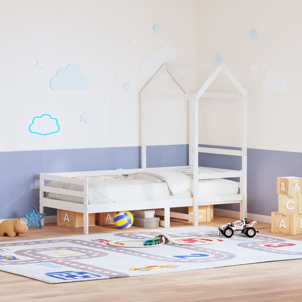 vidaXL Kids' Bed Roof White 118x70x176.5 cm Solid Wood Pine