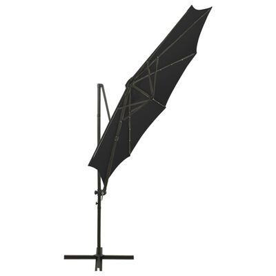 vidaXL Cantilever Umbrella with Pole and LED Lights Black 300 cm