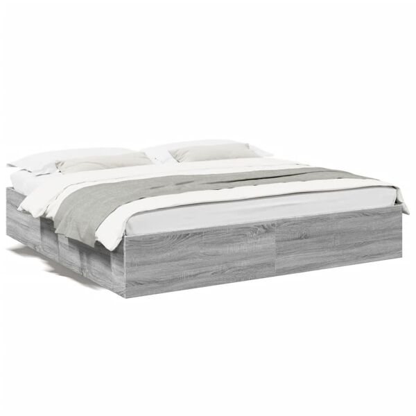 vidaXL Bed Frame without Mattress Grey Sonoma 180x200 cm Super King