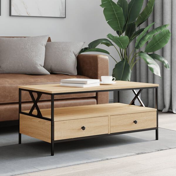 vidaXL Coffee Table Sonoma Oak 100x51x45 cm Engineered Wood