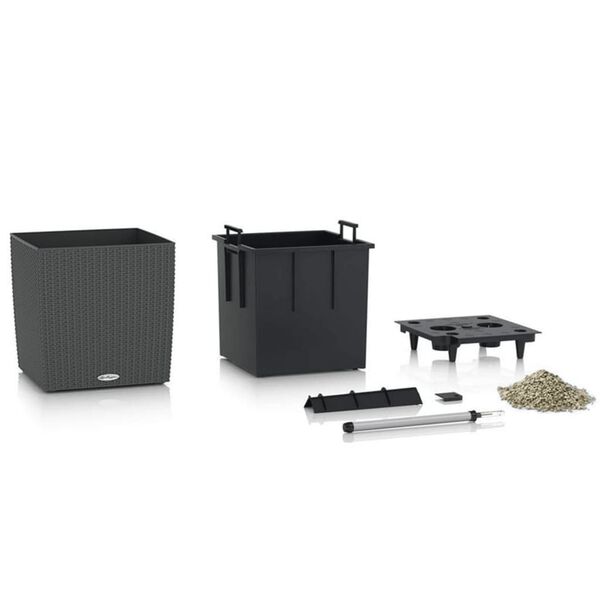 LECHUZA Planter CUBE Cottage 50 ALL-IN-ONE Granite