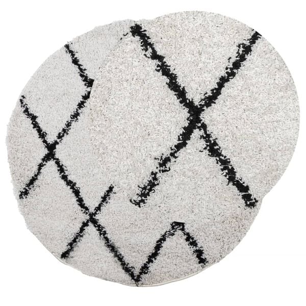 vidaXL Shaggy Rug PAMPLONA High Pile Modern Cream and Black &Oslash; 80 cm