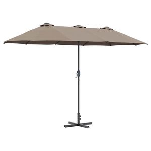 vidaXL Garden Parasol 370 x 197 x 239 cm Polyester and Aluminium Taupe