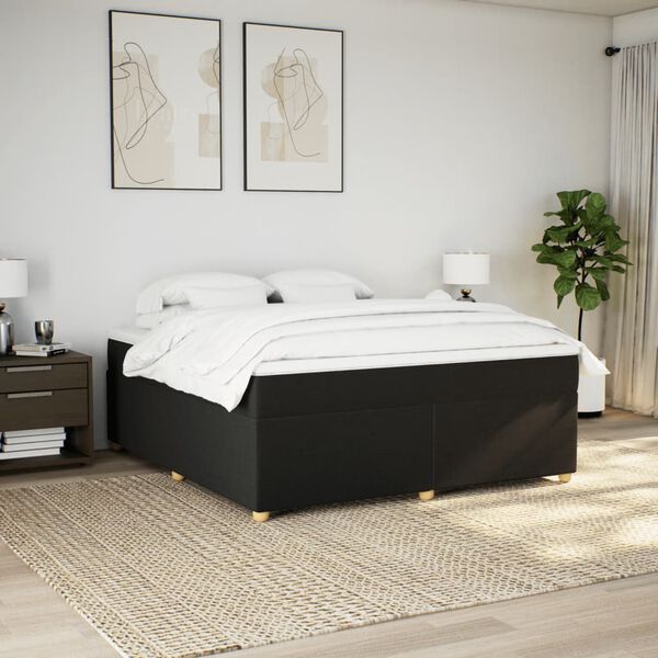 vidaXL Box Spring Bed with Mattress Black 180x200 cm Fabric