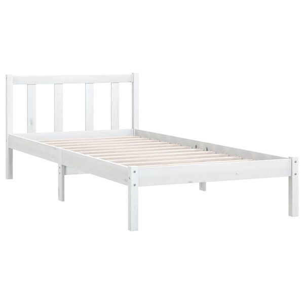 vidaXL Bed Frame without Mattress White Solid Wood Small Single