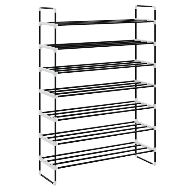 vidaXL Shoe Rack with 7 Shelves Metal and Plastic Black