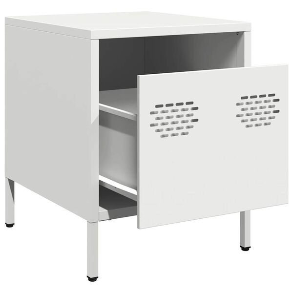 vidaXL Bedside Cabinet White 35x39x43.5 cm Steel