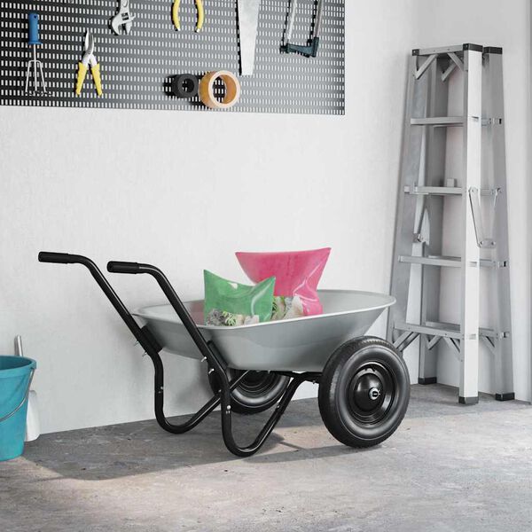 vidaXL Wheelbarrow Tray Replacement Silver 90 x 63 x 28 cm Steel