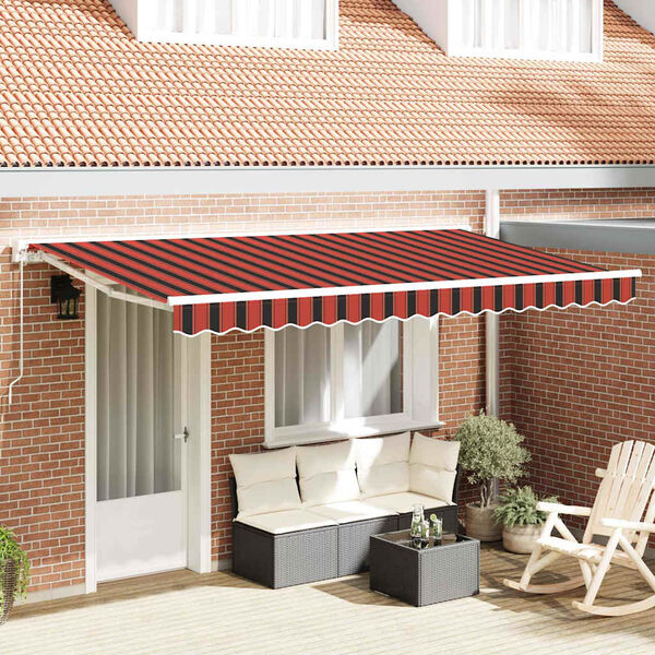 vidaXL Retractable Awning Manual Orange and Black 400 x 200 cm