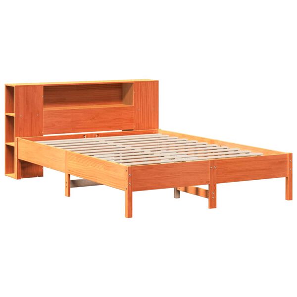 vidaXL Bookcase Bed without Mattress Wax Brown 140x190 cm Solid Wood Pine