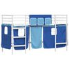 vidaXL Kids'Loft Bed Frame with Curtains White and Blue 75 x 190 cm