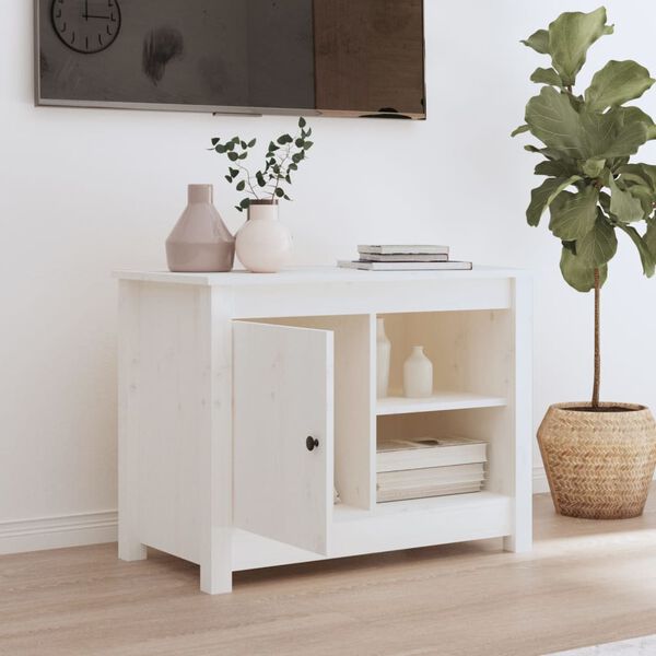 vidaXL TV Cabinet White 70x36.5x52 cm Solid Wood Pine