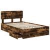 vidaXL Bed Frame with Drawer Smoked Oak 135 x 190 cm Engineered Wood