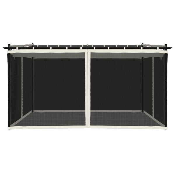 vidaXL Gazebo with Mesh Walls Cream 4x3 m Steel