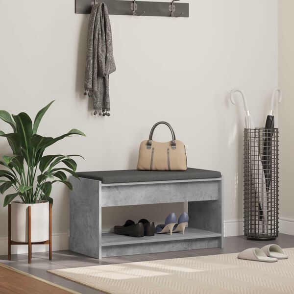 vidaXL Hall Bench with Cushion Concrete Grey 83 x 38 x 45 cm