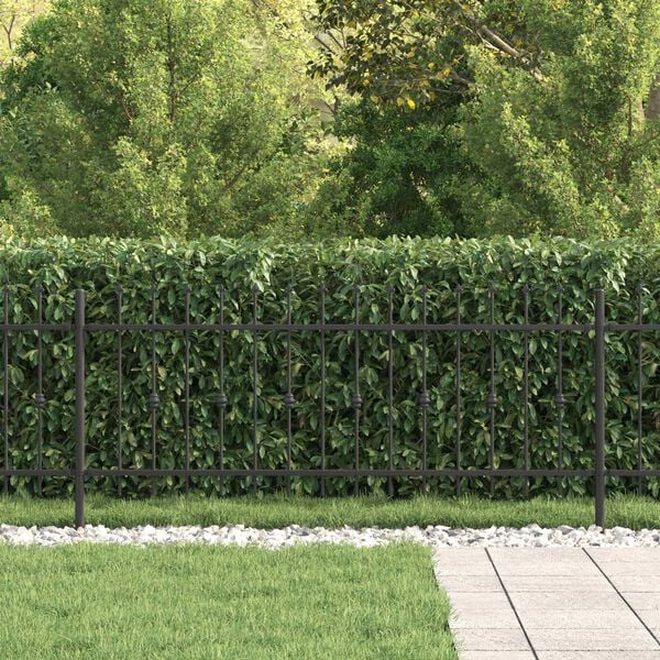 vidaXL Spike Fence Black 200 x 130 cm Powder-Coated Steel