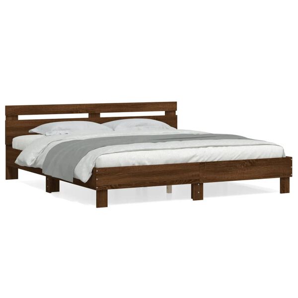vidaXL Bed Frame without Mattress Brown Oak 200x200 cm